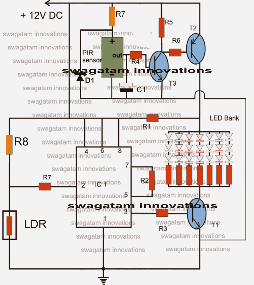 PIR LED lamp circuit