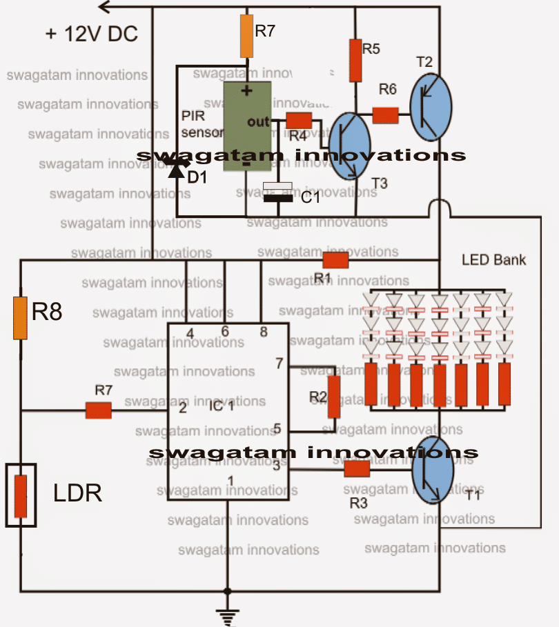 pir light activated sensor circuit