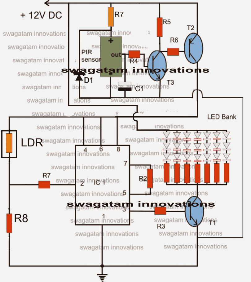 Darkness controlled PIR lamp circuit