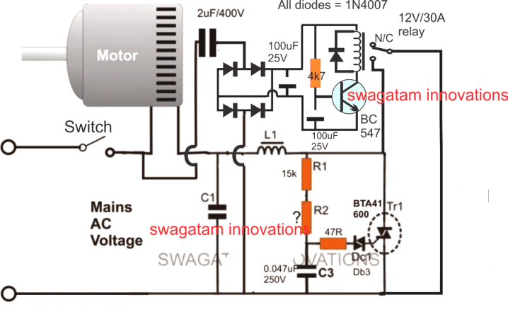 soft start for motors with relay and triac