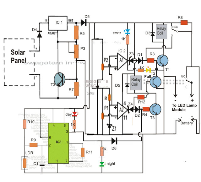 Automatic 40 Watt LED Solar Street Light Circuit | Homemade Circuit