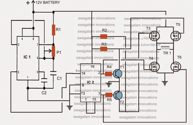 H-bridge simple modified sine wave inverter circuit