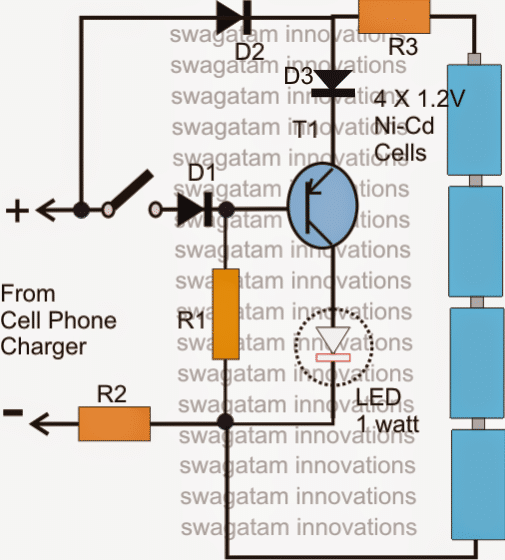 cell phone emergency lamp circuit