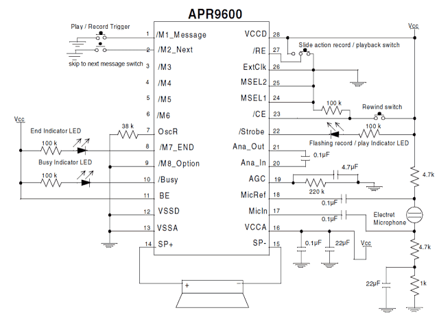 Single Chip Programmable Voice/Audio Recorder Circuit