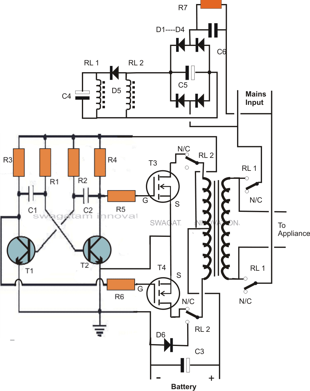 Single Transformer Inverter  Charger Circuit