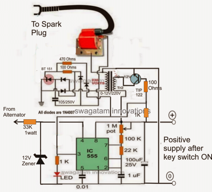 Electronic 12V DC Capacitive Discharge Ignition (CDI) Circuits