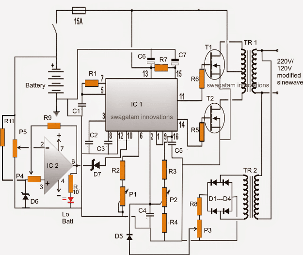 Modified Sine Wave Inverter Circuit Using IC 3525, with ...