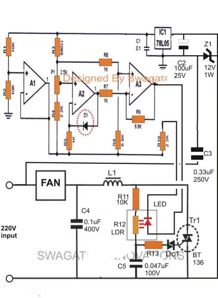 climate controlled fan speed regulator circuit