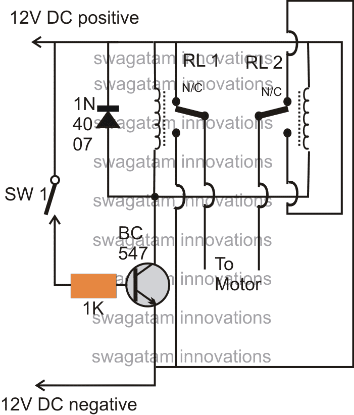 Operating a DC Motor Clockwise/Anticlockwise with a Single Switch