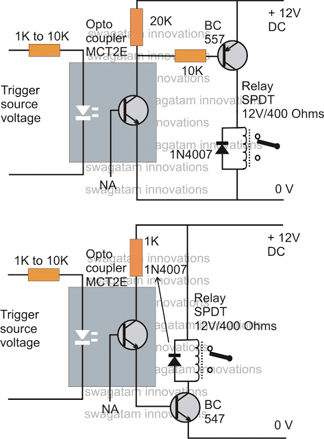 How to Drive a Relay through an Opto-Coupler | Homemade Circuit Projects