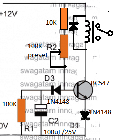 one transistor relay delay ON timer circuit