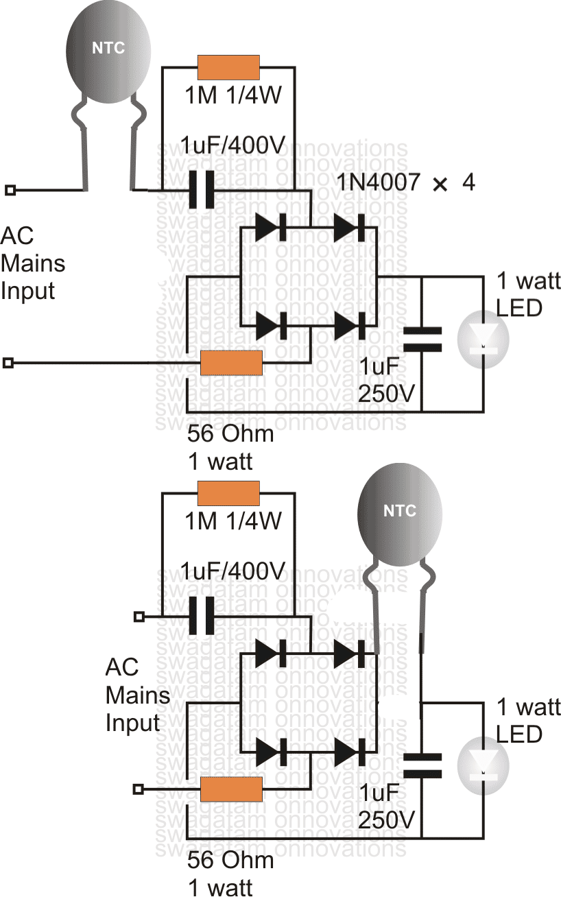 using NTC to protect 1 watt led driver circuit