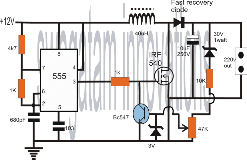 How To Convert 12v Dc 220v Ac Homemade Circuit Projects - Diy Dc To Ac Inverter Circuit Diagram