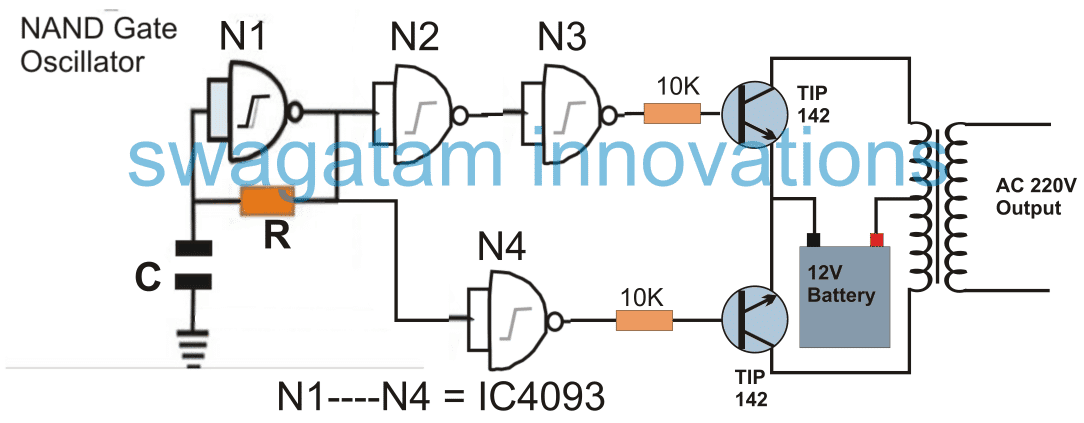 IC 4093 simple inverter circuit