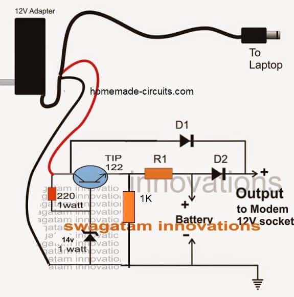 router modem DC UPS circuit