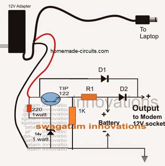 3 Simple Dc Ups Circuits For Modem Router Homemade Circuit