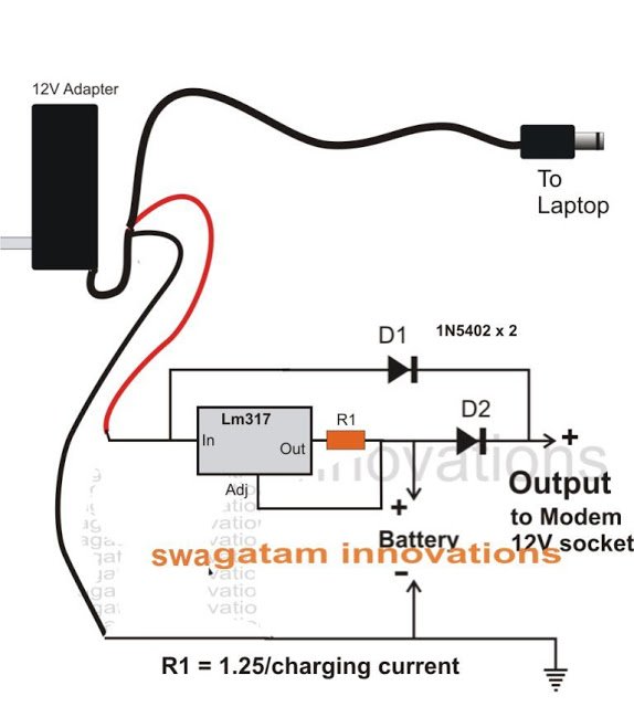 dc modem ups circuit