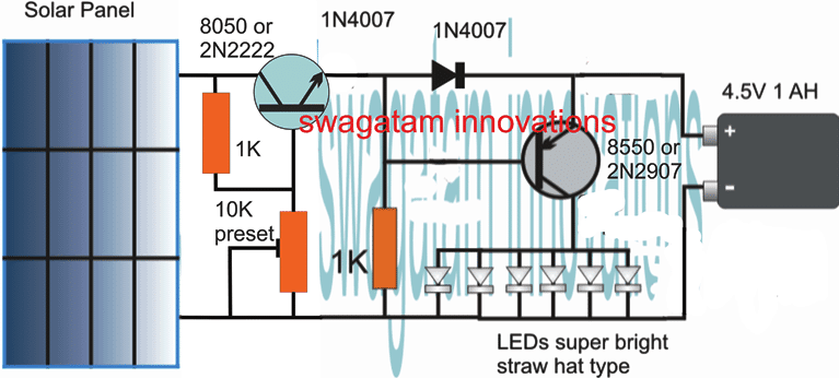 current controlled LED solar garden lamp circuit