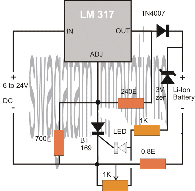 4 Simple Li-Ion Battery Charger Circuits - Using LM317, NE555, LM324 |  Homemade Circuit Projects