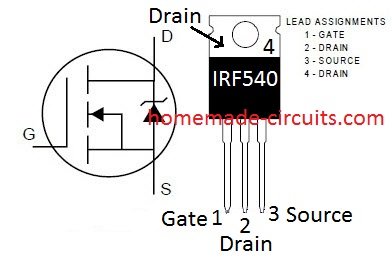 IRF540 pinout details