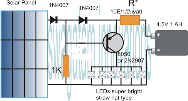 solar led lamp circuit