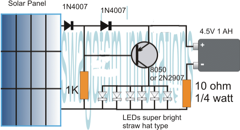 simple single transistor solar garden light circuit
