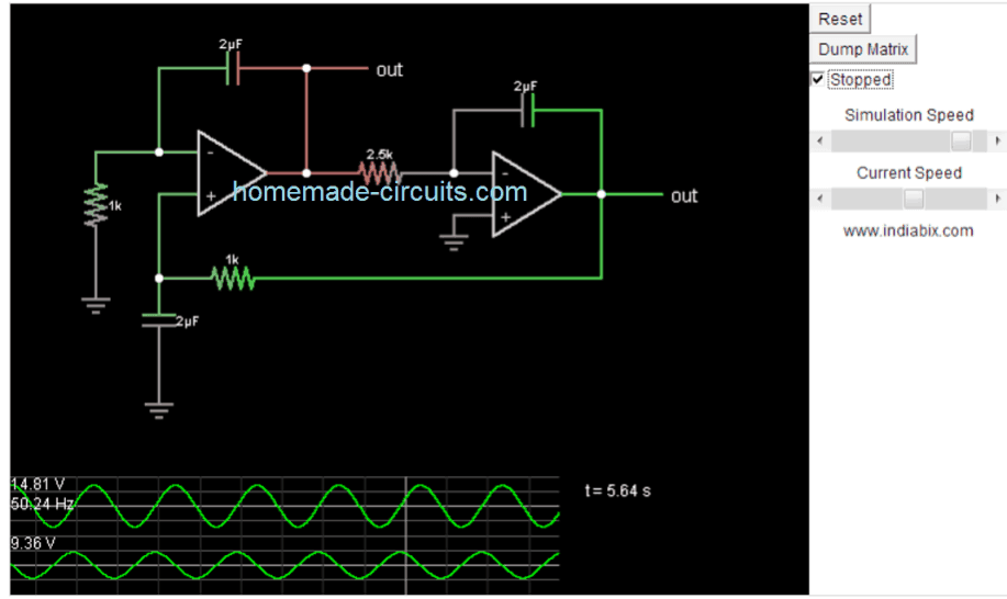 simple sine wave generator circuit using two opamps