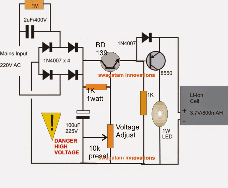 Automatic LED Emergency Light Circuit