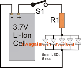 connect 5mm leds to 3.7v li ion cell