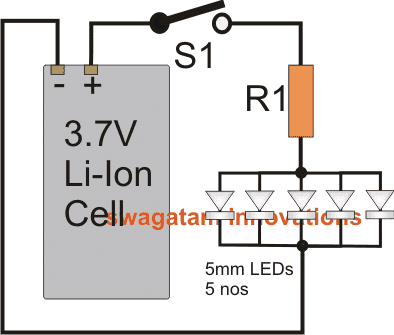 connect 20mA LEDs with 3.7V Li-Ion cell