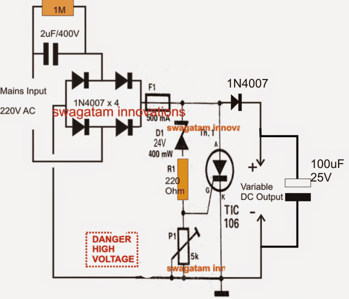 variable high current capacitive power supply circuit