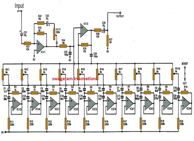 10 Band Graphic Equalizer Circuit Homemade Circuit Projects