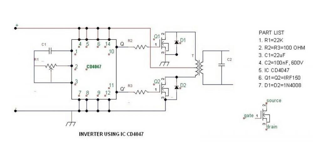 simple IC 4047 inverter circuit