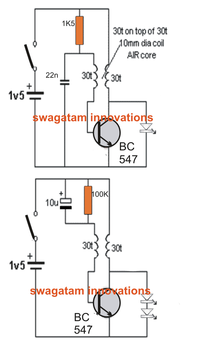 Bicycle LED Light Circuit Using a Single 1.5V Cell - Homemade Circuit