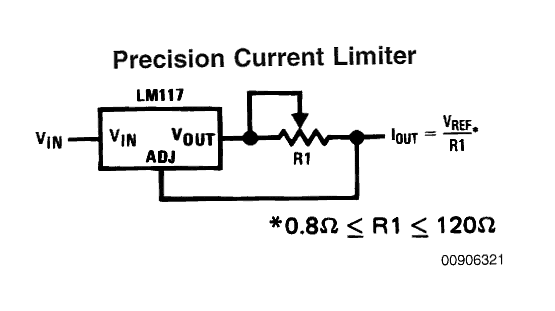 current limiter schematic using LM317 IC