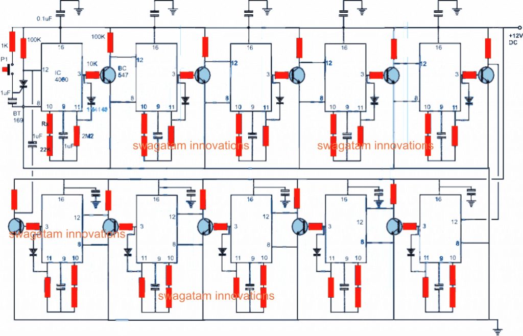10 period School Bell Timer Circuit using cascaded IC 4060