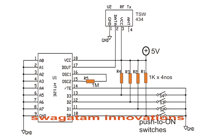 Simple RF Remote Control Transmitter