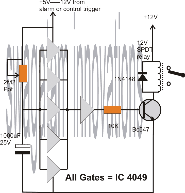 simple 10 to 20 minutes delay timer circuit