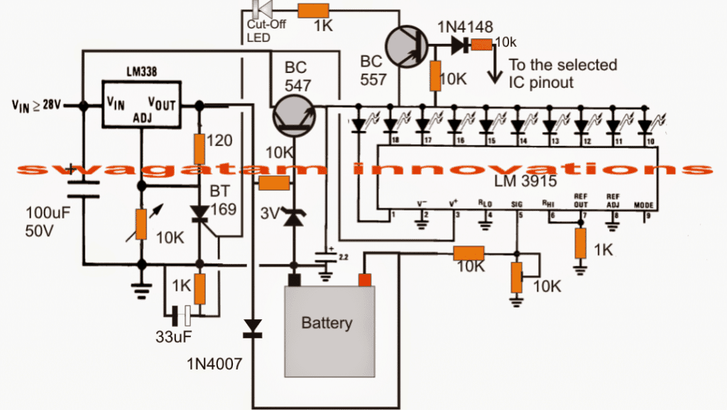 3v, 4.5v, 6v, 9v, 12v, 24v, Automatic Battery Charger with Indicator Circuit 