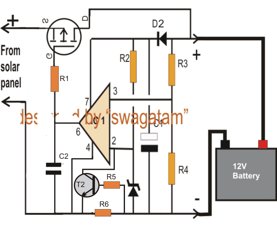 LDO zero drop solar charger using op amp