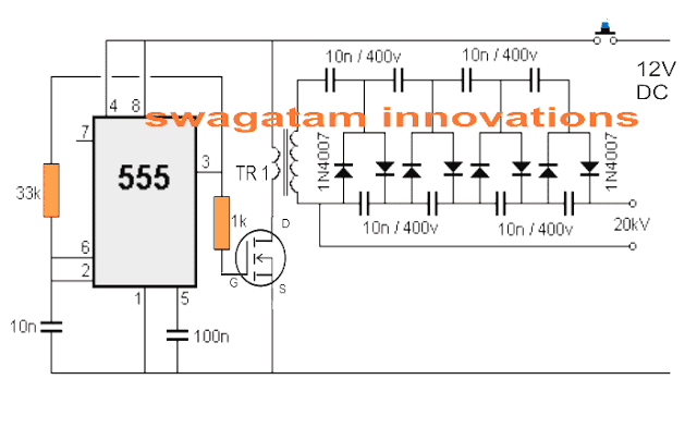 Simple Stun Gun Circuit using IC 555