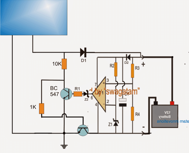 zero drop solar charger circuit without microcontroller