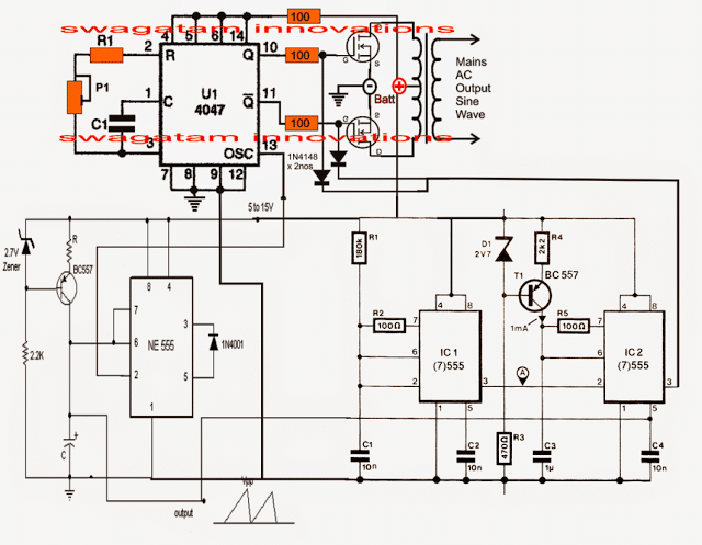 Pure Sine Wave Inverter Circuit Using IC 4047 | Homemade  