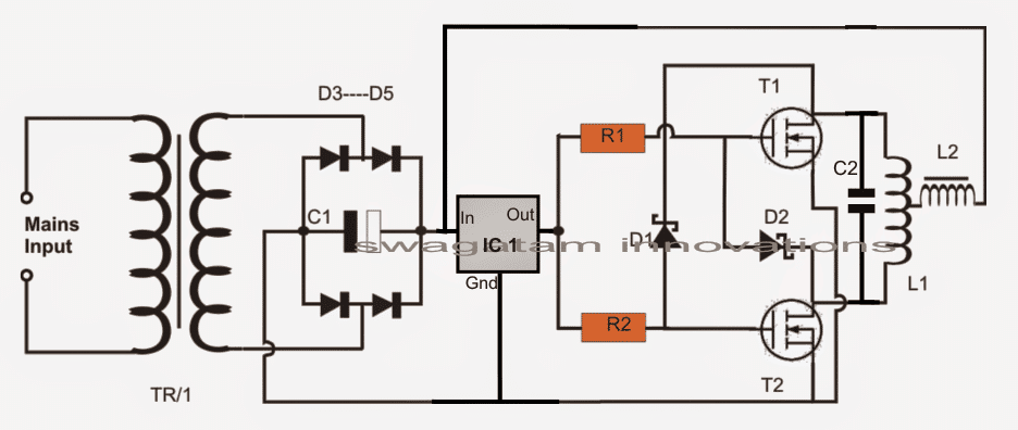 simple induction heater circuit using 2 mosfets 