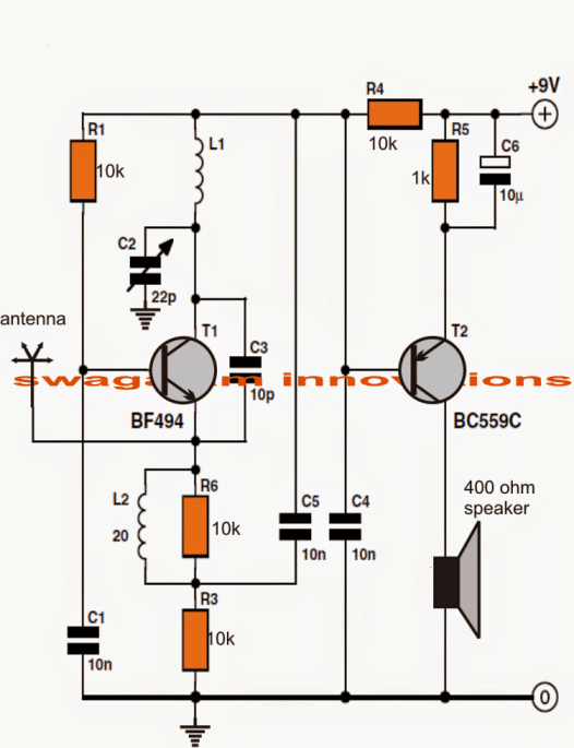 FM radio circuit with loudspeaker