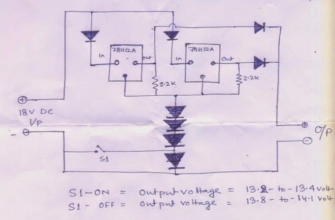 simple 100 Ah lead acid battery charger circuit diagram using IC 78H12A