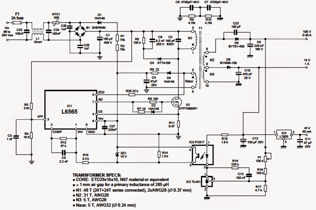 SMPS 50 watt Light Driver Circuit | Circuit Projects