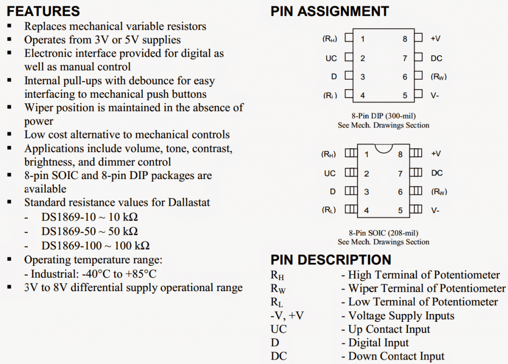 DS 1869 potentiometer circuit