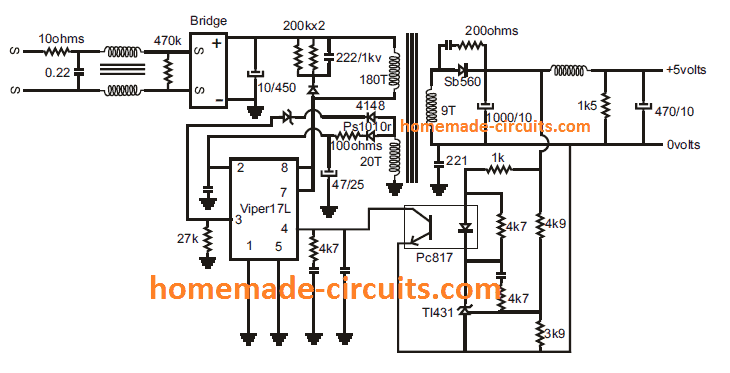 SMPS circuit using VIPer17 IC