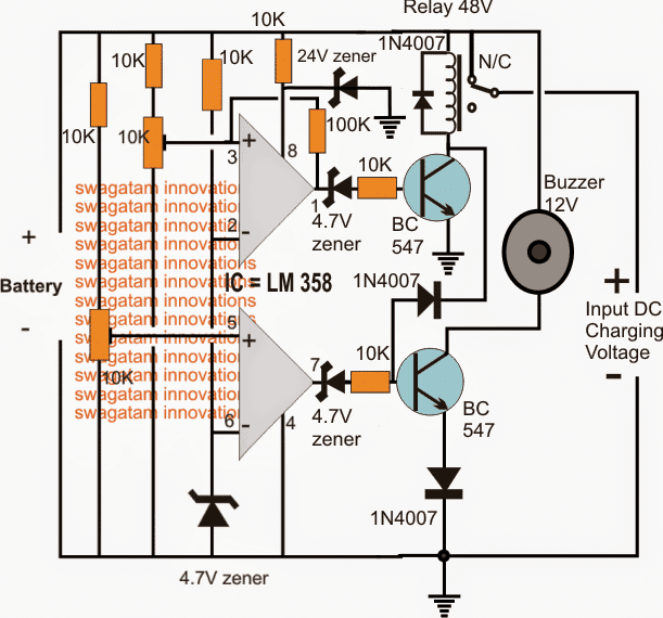 Battery charger circuit with buzzer indicator